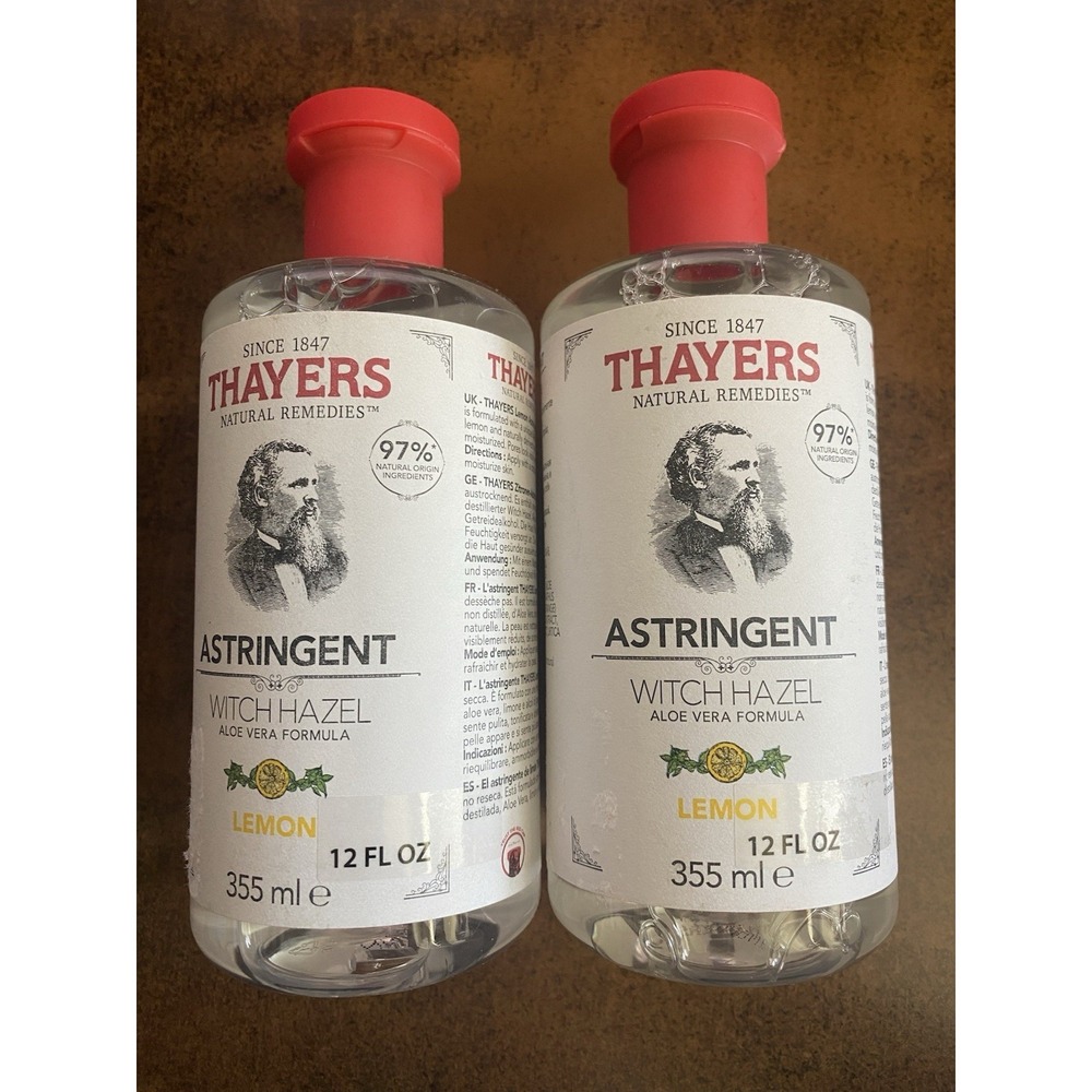 2 NEW Thayers Lemon Witch Hazel Organic Aloe Vera Formula Astringent 12 floz